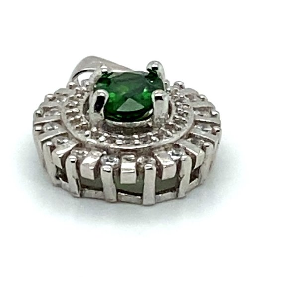 Chrome Tourmaline .55ct White Gold Finish Solid 925 Sterling Silver Pendant - Picture 7 of 7